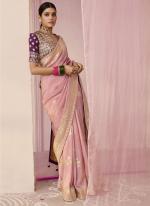 Dola Silk Pink Wedding Wear Weaving Saree